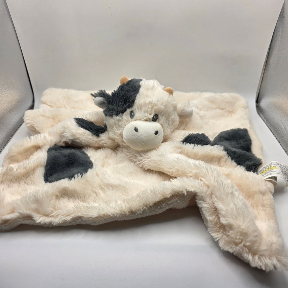 Kellytoy Squishmallows Cow Baby Security Blanket Plush‎ Lovey Black White Cream